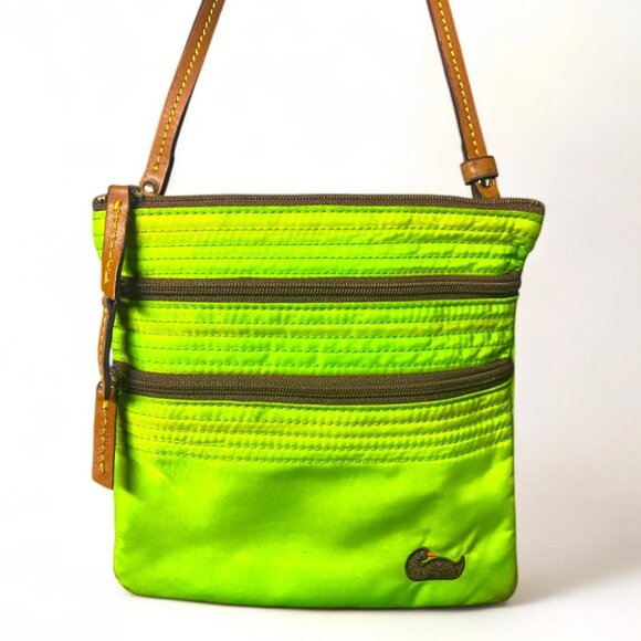 Dooney & Bourke Handbags - Dooney & Bourke North South Triple Zip Crossbody in Lightweight Nylon-NEON GREEN